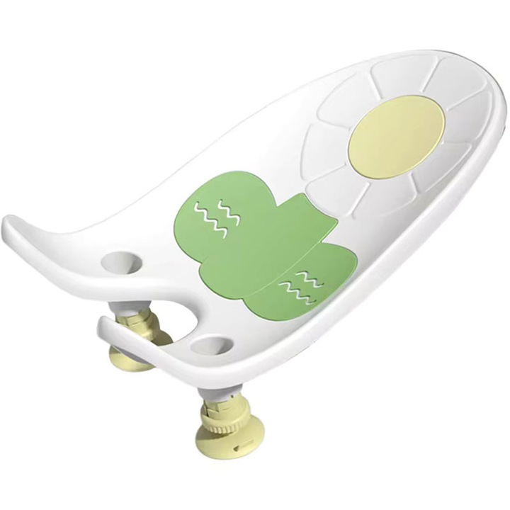 bebeLOGIC, Удобно преносимо столче за баня за новородени и бебета с опора, която може да се монтира на мивка, леген или вана, вендузи против хлъзгане, модел цвете, бял