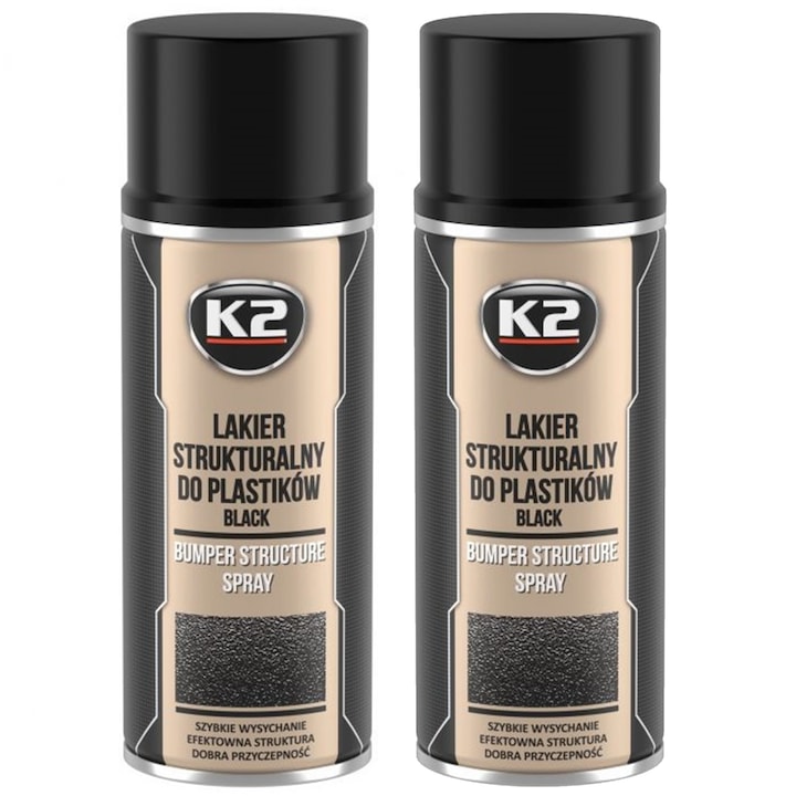 Pachet 2 Vopsea Texturata K2 pentru plastic bara protectie 400 ml