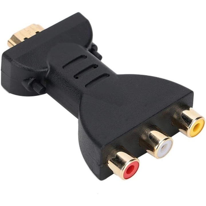 Converter HDMI la RGB pentru componente RCA, 1080p, negru, 70x40x15mm