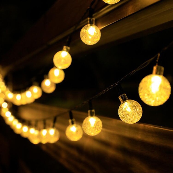 Комплект от 50 соларни LED лампи, 7м, топло бели, 18х10х8см