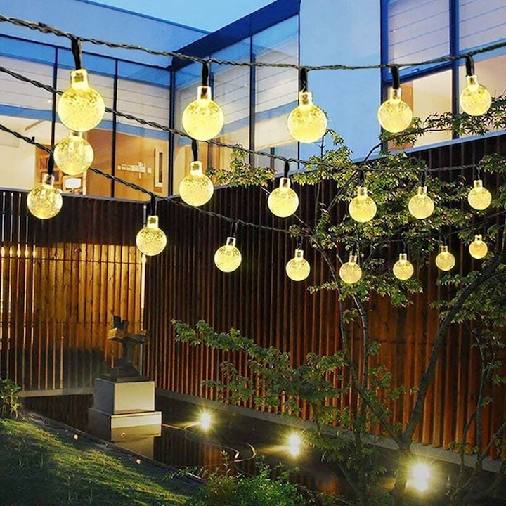 Соларни лампи, кристални глобуси, 50LED, IP65, декоративен комплект за градина и тераса