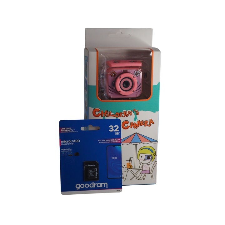 Aparat foto digital pentru copii functie foto video rezistent la apa (culoare Roz)