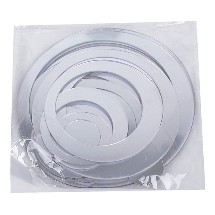 Set autocolante decorative pentru perete, model cerc, acrilic, argintiu