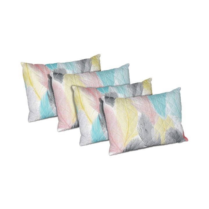 Set 4 perne Peacock, microfibra matlasata, 50x70 cm