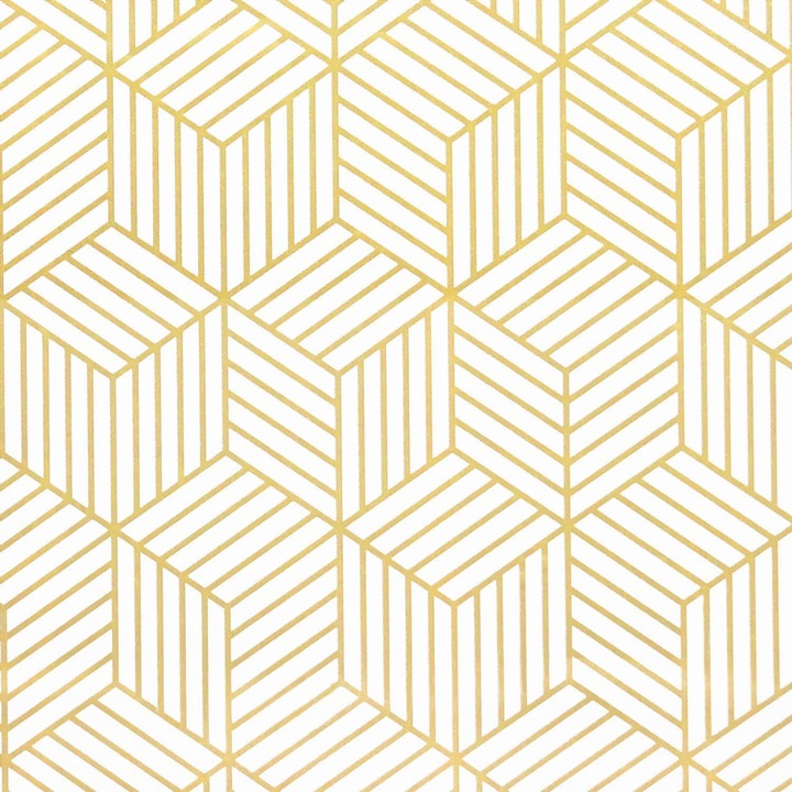 Tapet autoadeziv, dungi geometrice, alb cu auriu, set, 45x600cm