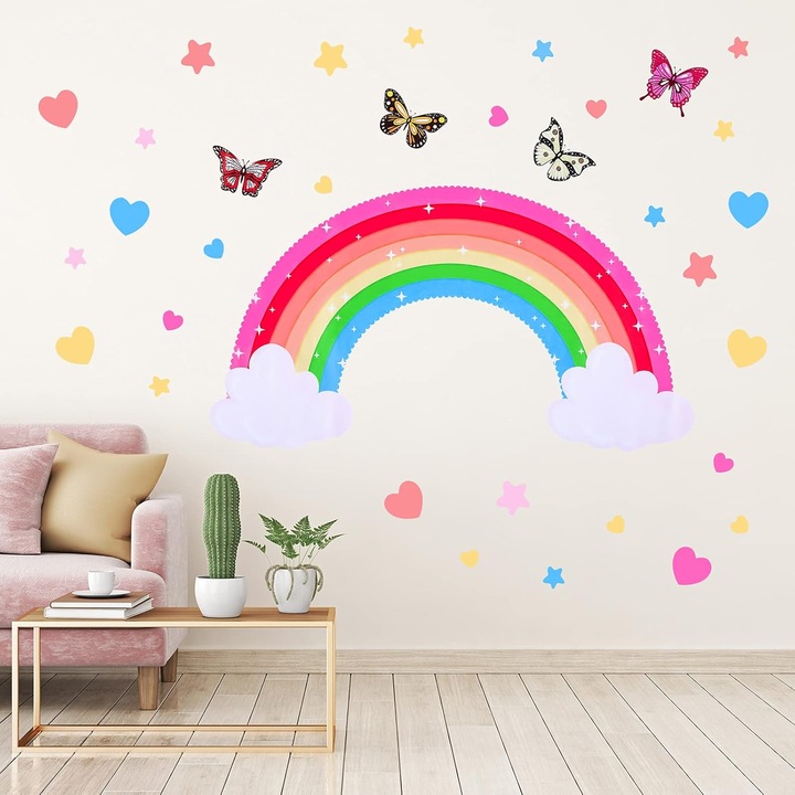 Set de 34 autocolante pentru perete, BGHYHYHI, diverse forme, vinil, multicolor