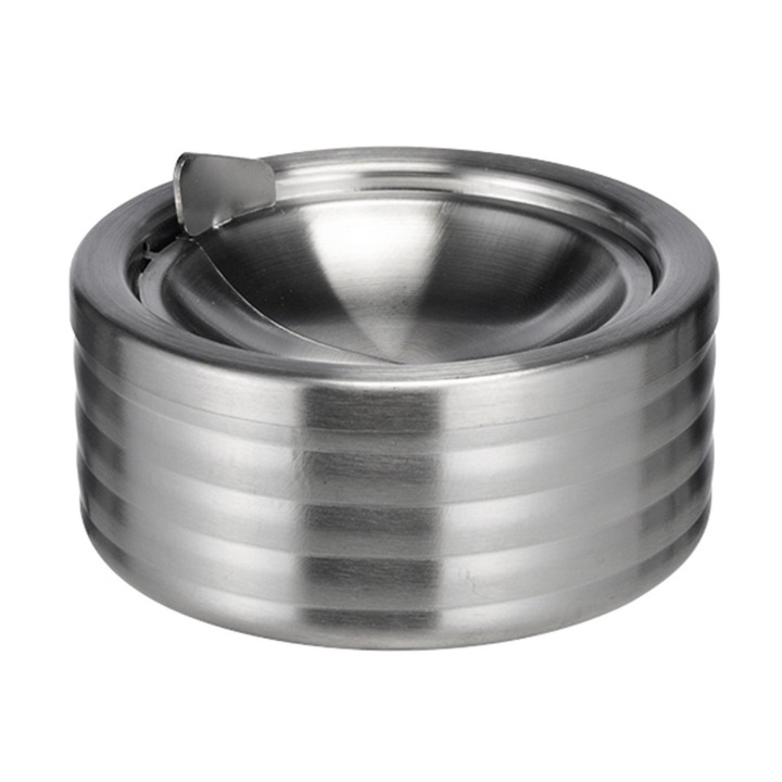 Scrumiera din otel inoxidabil, AMRINUGL, design compact, protectie impotriva vantului, usor de curatat