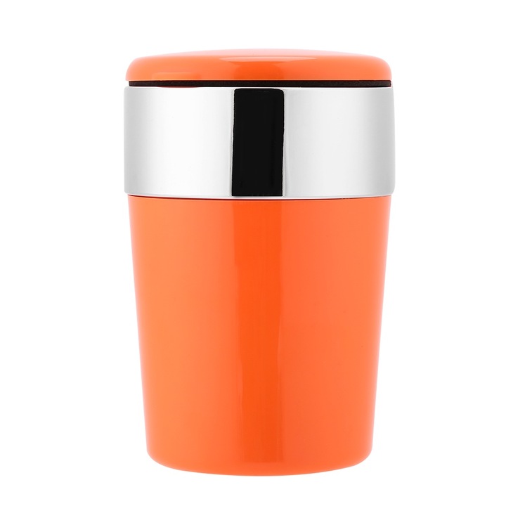 Autós hamutartó LED-del, Longziming, ABS, 7,8 x 6,5 x 11,8 cm, narancssárga/ezüst