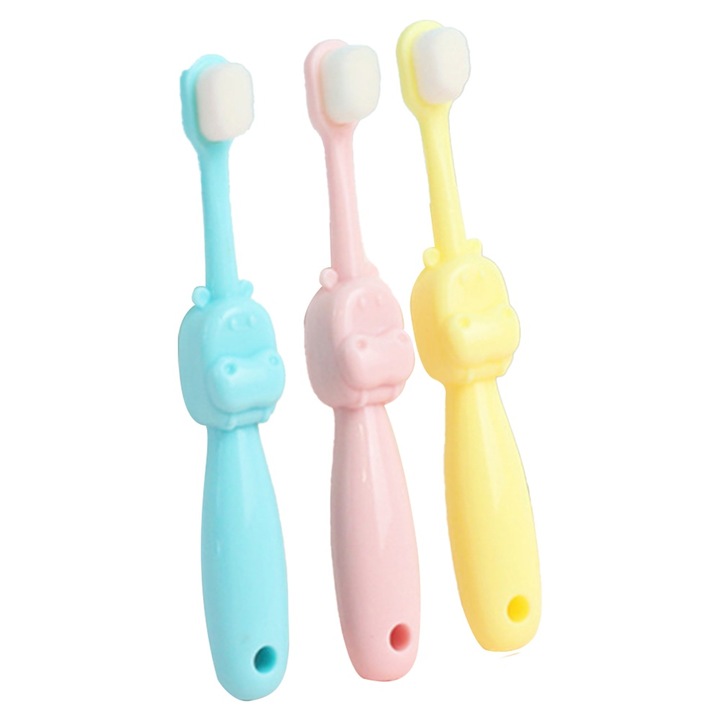 3 darab gyermek fogkefe szett, macska design, mélytisztítás, többszínű