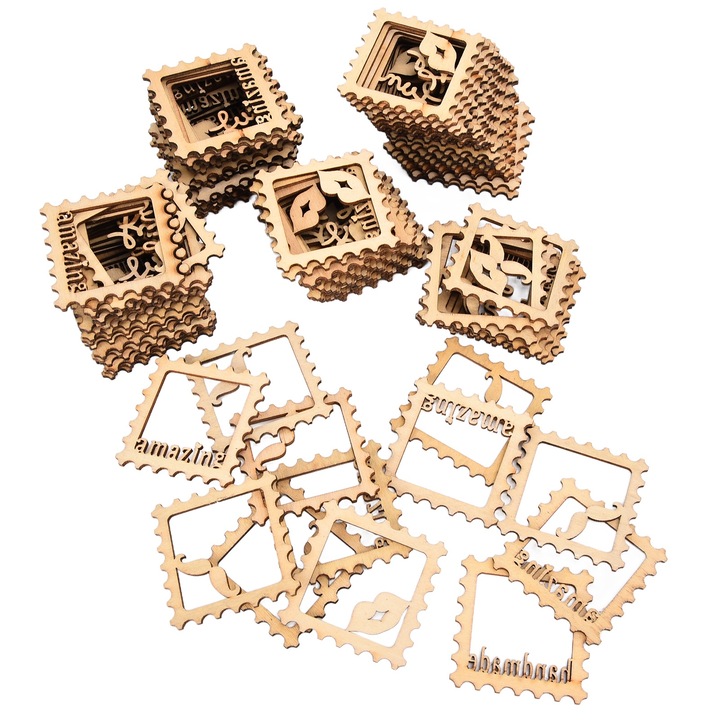 100 db-os fa képkeret készlet, retro design, lapos megjelenés, kávézókba és iskolákba