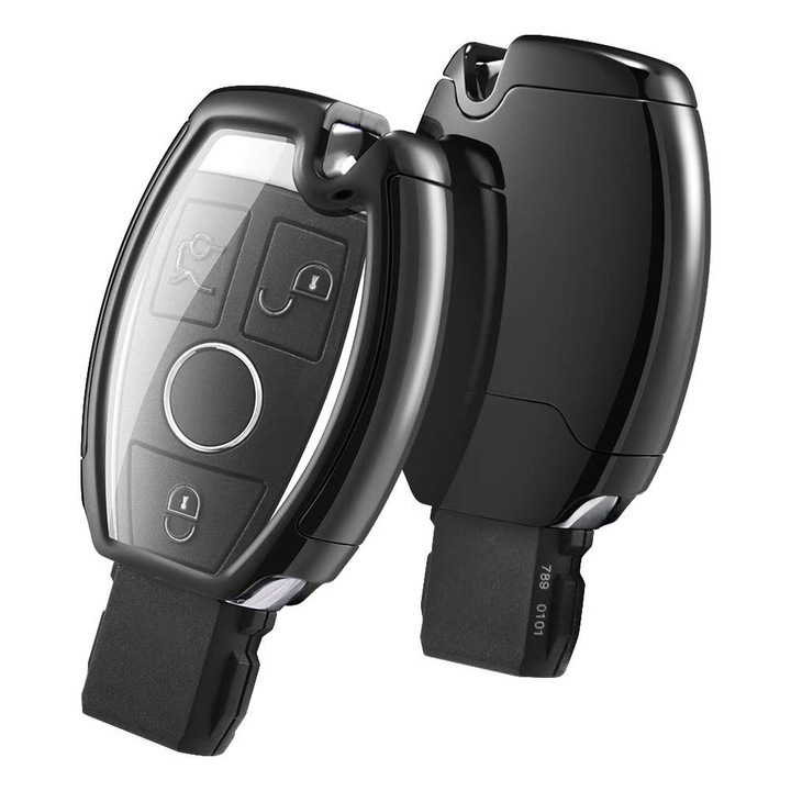 Husa cheie auto, TPU ecologic, negru, compatibil Mercedes-Benz