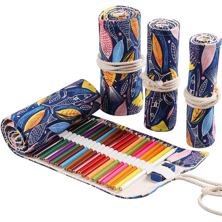 Penar tip rulou pentru creioane, 48 compartimente, multicolor