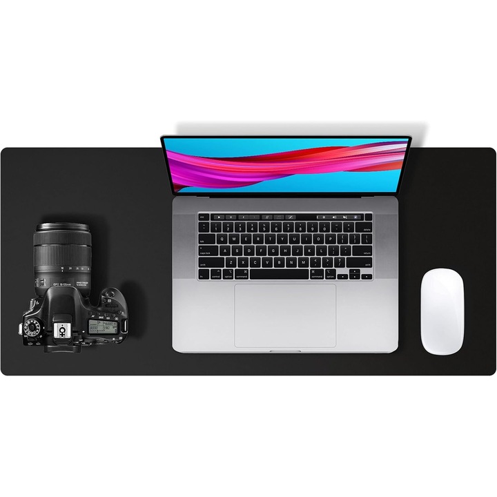 Protector de birou din piele PU, covoras de birou antiderapant, gri, 36x17 inch