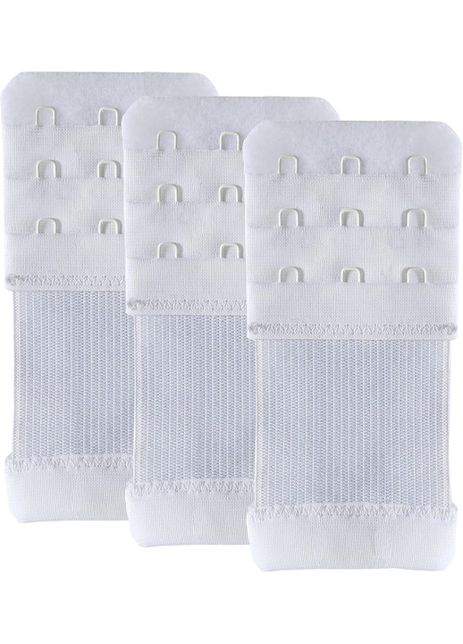 Extender pentru sutien, elastic, 3 agatatoare, alb, set 3 buc, 9.4x4.5cm