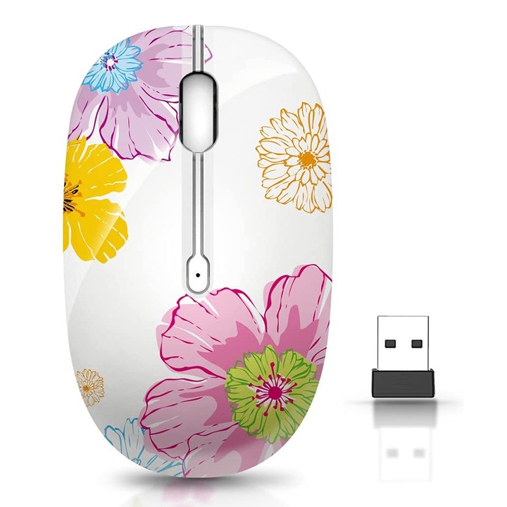 Mouse wireless, dual-mode, 1200 DPI, silentios, multicolor, 10.5x6.2x3.8cm