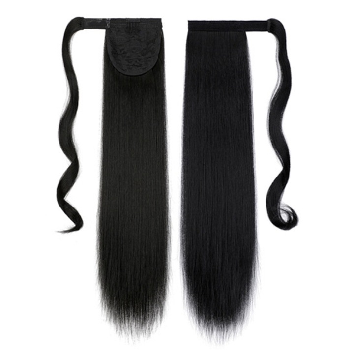 Extensie coada de cal, prindere clip, par sintetic, dreapta, negru