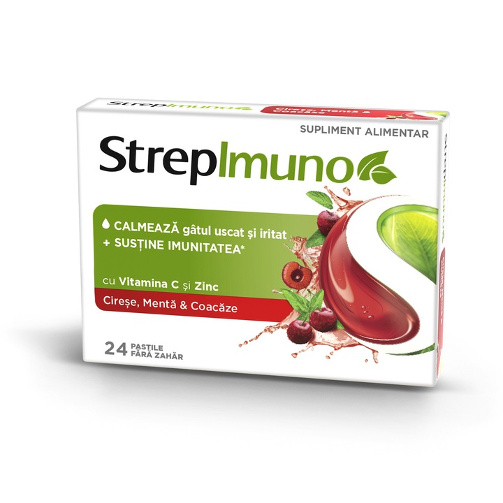 Strepimuno - Cirese, Menta & Coacaze - 24 Pastile Fara Zahar