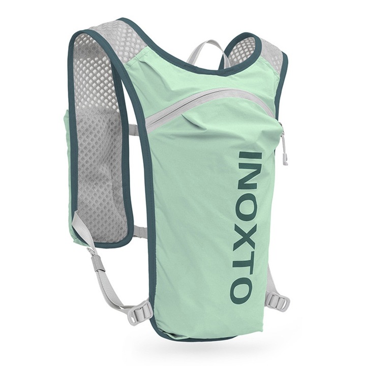 QttvbTna unisex sporttáska, vízálló, fényvisszaverő, állítható pánt, 18x35 cm, halványzöld/szürke