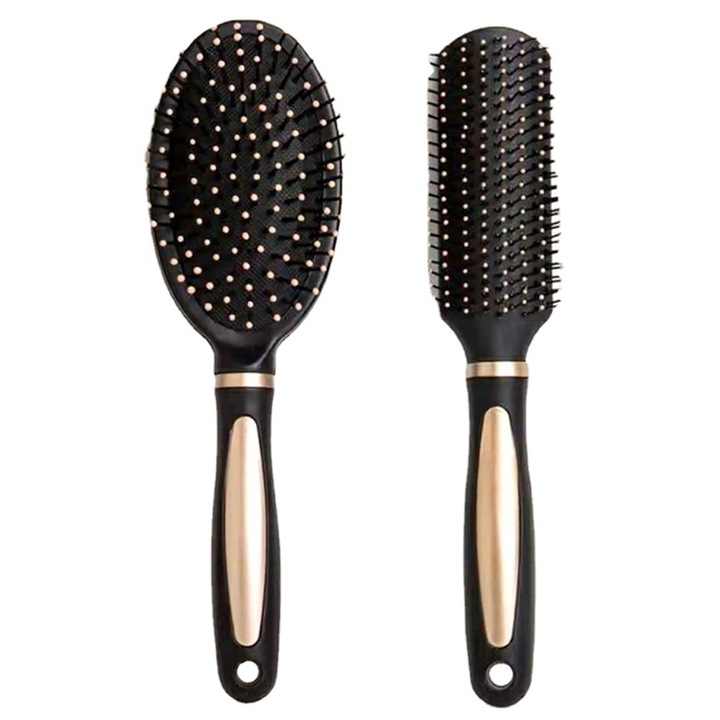 2 db elektromos kefe készlet, forró levegővel, 2 hőfokozattal, fekete/arany