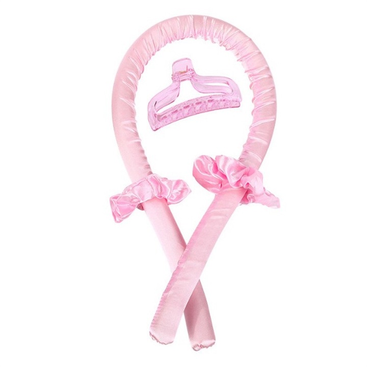 Set ondulator fara caldura, material EVA, finisaj satin, roz