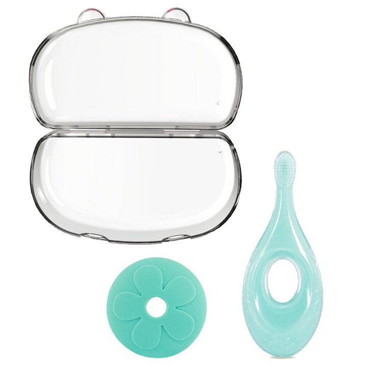 Gyermek fogkefe, védővel, pasztell színek