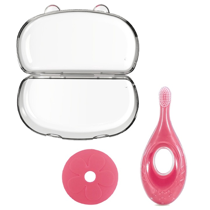 Gyermek fogkefe, védelemmel, pasztell színek, előkamra