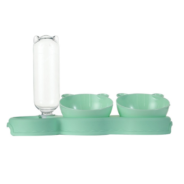 Set Castroane si Adapator Automat, Ridicat si Reglabil, 3 Boluri, Verde, 500ml