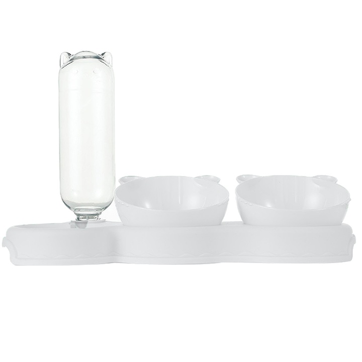 Set Castroane si Adapator Automat, Ridicat si Reglabil, 3 Boluri, Alb, 500ml