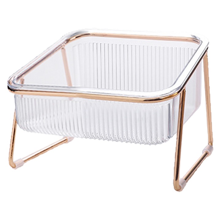 Set 2 Castroane Inalte Transparente, Unghi Inclinat pentru Protectia Cervicalei, Baza din Fier, Antiderapante, Separabile, Multifunctionale