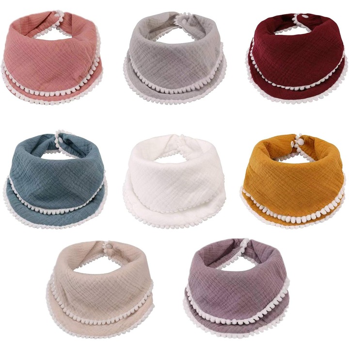 Set 8 bavete pentru bebelusi, Bumbac, Multicolor
