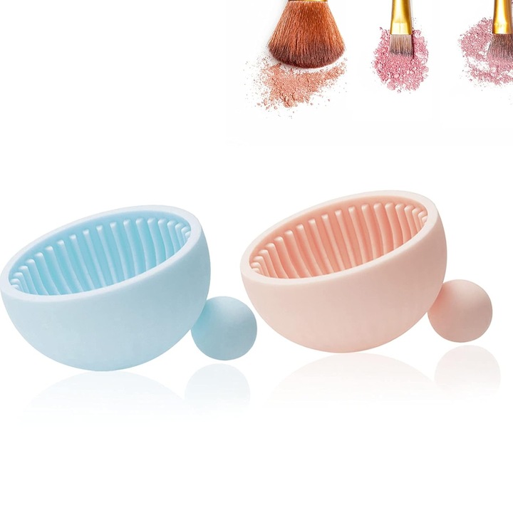 Covoras de curatat pensule de machiaj, covoras de curatat pensule din silicon, instrument de curatare portabil pentru pensule cosmetice, pachet de 2