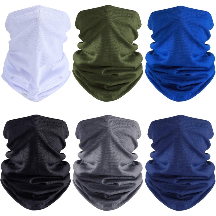 Set 6 bandane protectie fata, unisex, multicolor, 45x25cm
