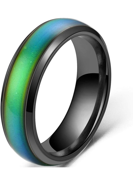 Inel unisex cu schimbare de culoare la temperatura, 4mm, negru, inox