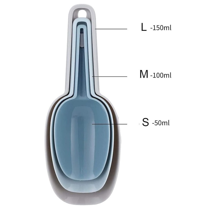 Set 3 linguri dozatoare, plastic fara BPA, 50ml/100ml/150ml, multicolor