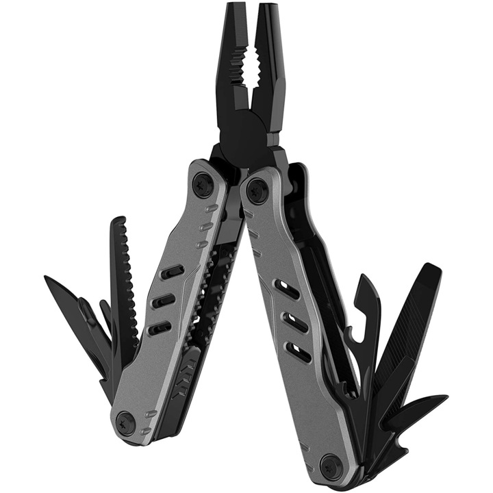 Cleste pentru supravietuire si camping, Aluminiu, Negru/Gri