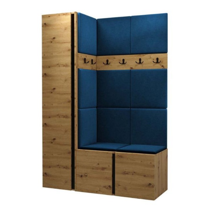 Cuier Hol Luca 6, Artisan cu tapiterie Albastru, 188 x 46 x 124 cm