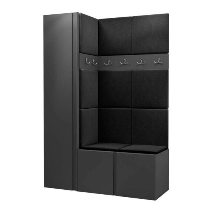 Cuier Hol Luca 6, Grafit cu tapiterie Gri inchis, 188 x 46 x 124 cm