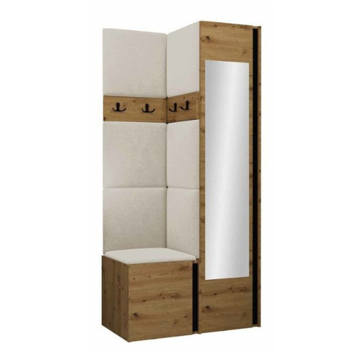 Cuier Hol Luca 7, Artisan cu tapiterie Crem, 188 x 44 x 82 cm