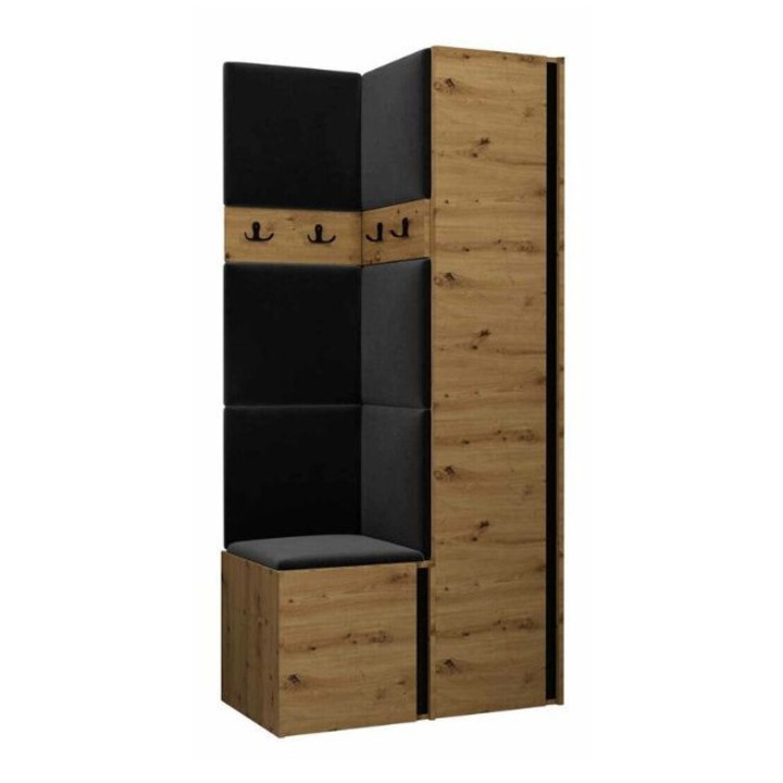 Cuier Hol Luca 8, Artisan cu tapiterie Gri inchis, 188 x 44 x 82 cm