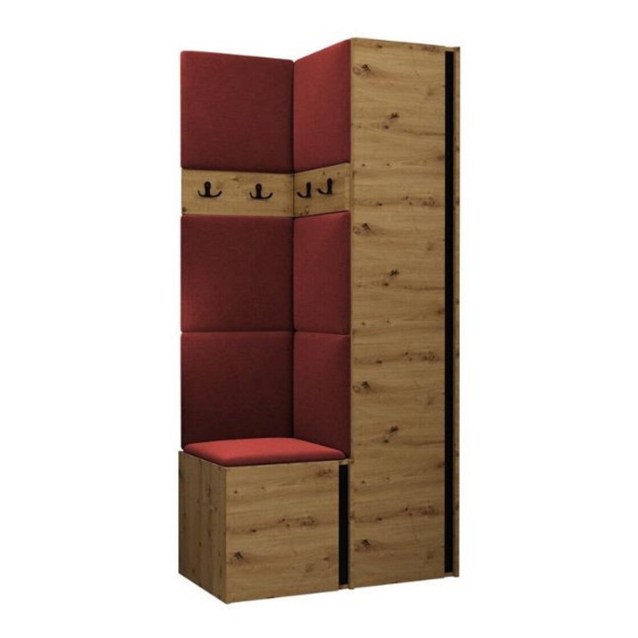 Cuier Hol Luca 8, Artisan cu tapiterie Rosu, 188 x 44 x 82 cm