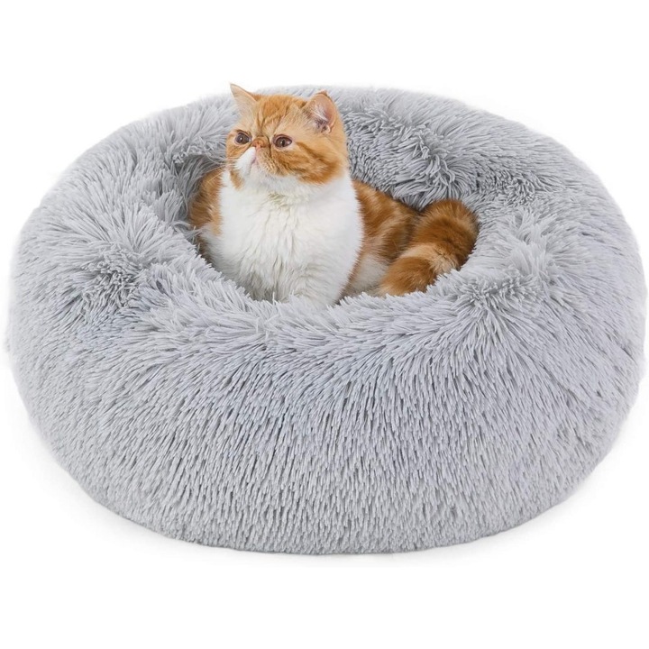 Culcus rotund pentru animale, plus gri inchis, 40cm