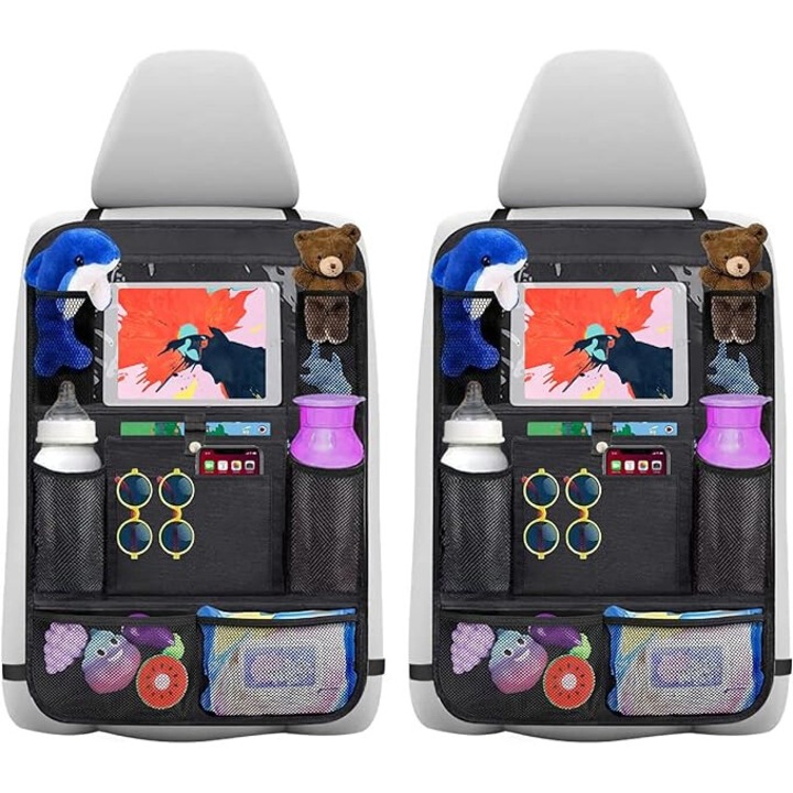 Органайзер за кола TNEAYWHE, комплект от 2 части, със сгъваема тава, материал 600D Oxford, водоустойчив, регулируеми размери