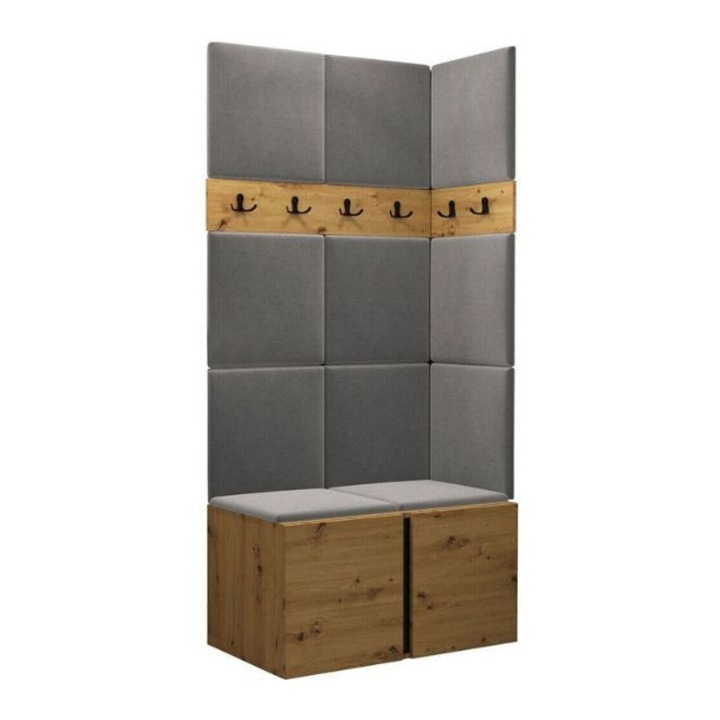 Cuier Hol Luca 9, Artisan cu tapiterie Gri deschis, 188 x 45.6 x 84 cm