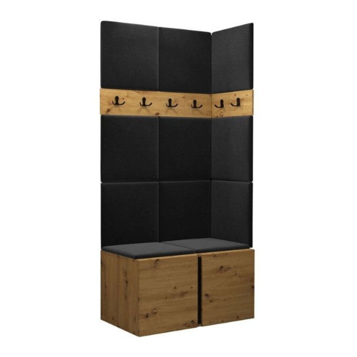 Cuier Hol Luca 9, Artisan cu tapiterie Gri inchis, 188 x 45.6 x 84 cm