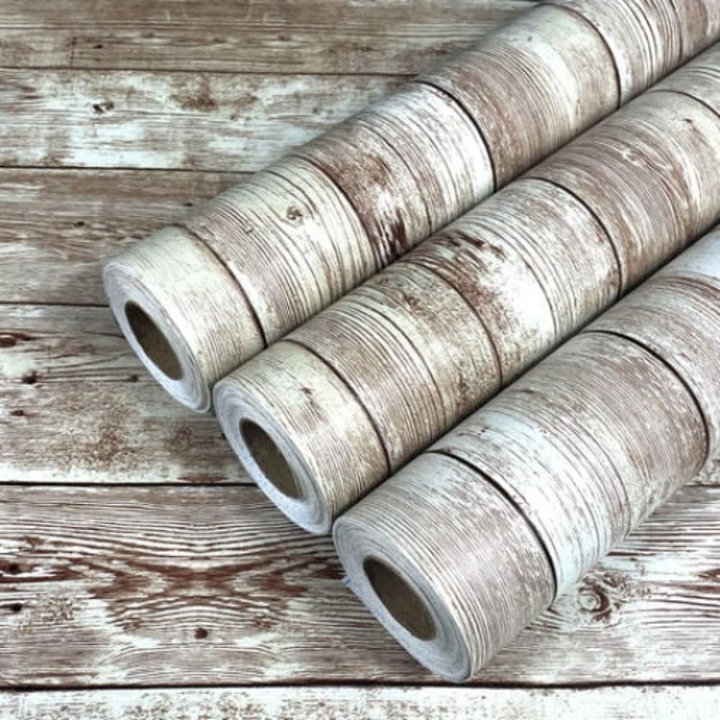 Öntapadós tapéta, fa hatású, ökológiai PVC, barna, víz- és olajálló, 45x100cm