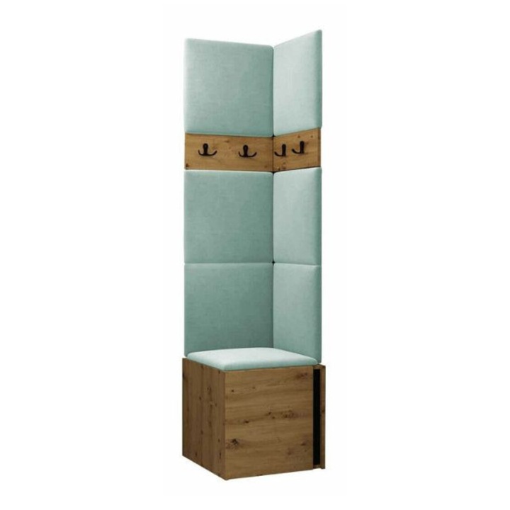 Cuier Hol Luca 11, Artisan cu tapiterie Verde menta, 188 x 44 x 42 cm