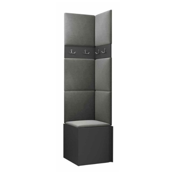 Cuier Hol Luca 11, Grafit cu tapiterie Gri deschis, 188 x 44 x 42 cm