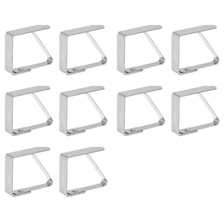 Комплект от 10 скоби за фиксиране на масата, неръждаема стомана, дебелина 3 см, сребристи