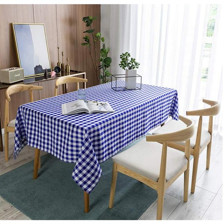 Kockás téglalap alakú asztalterítő - Foltálló, vízálló és mosható asztalterítő, gingham mintás, kültéri piknikhez, ünnepi vacsorához (6 méret, 5 szín)