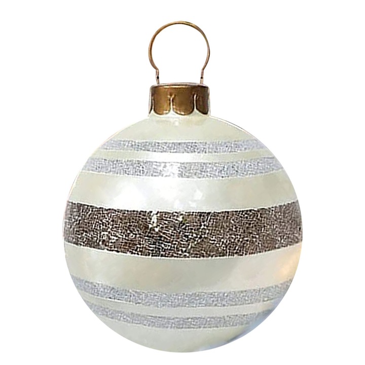 Balon Gonflabil de Craciun, Decor Exterior, PVC, 60cm, Argintiu, Set cu Pompa